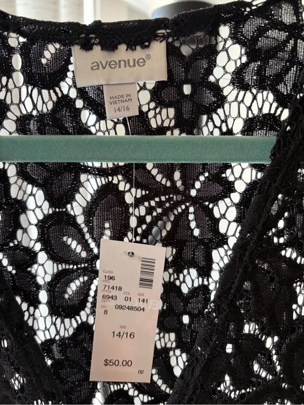 Avenue Black Lace Swim Coverup NWT 14/16 - Picture 2 of 4
